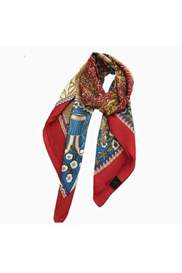 HYCLAM Foulard en Soie Femme Automne et Hiver Simulation Foulard en Satin de Soie Châle Double Usage Grand Foulard Carré Rou