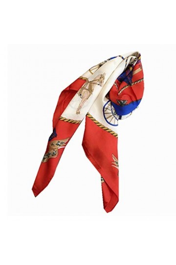 HYCLAM Écharpe en Soie Foulard Français Femme Écharpe Carrée Classique Rouge Châle Écharpe Professionnelle à Double Usage Ro