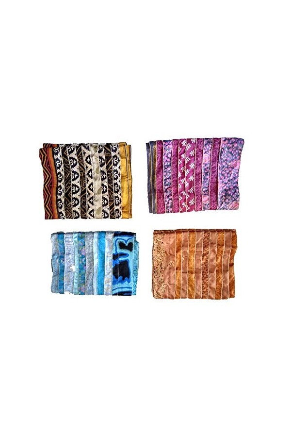 Rajbhoomi Lot de 5 foulards tendance en patchwork pour femme, Couleurs et imprimés assortis, 6" X 70"