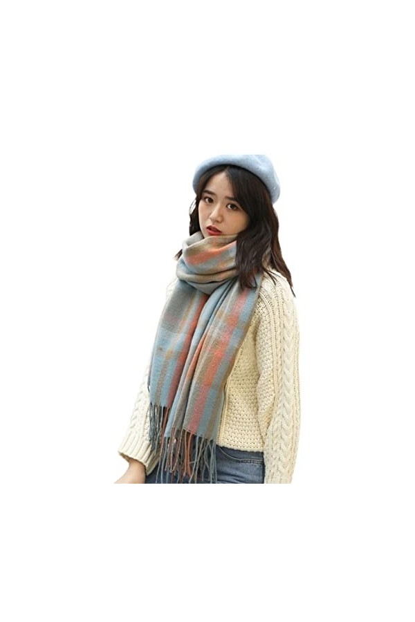 NEHHDC Foulard Écharpe Automne Hiver Plaid Écharpe Femmes Long Châle Wrap Couverture Chaud Tippet Foulards Châle Etole Color