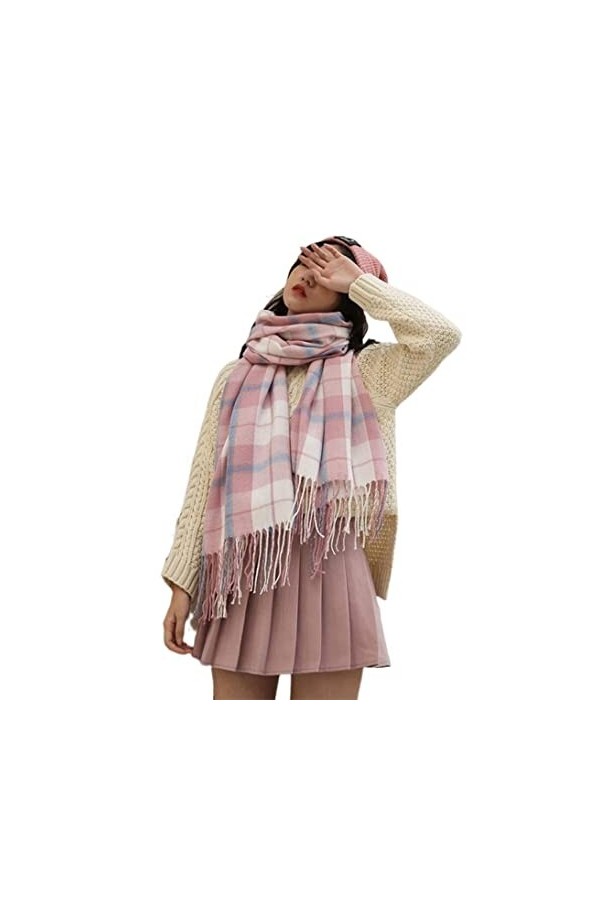 NEHHDC Foulard Écharpe Automne Hiver Plaid Écharpe Femmes Long Châle Wrap Couverture Chaud Tippet Foulards Châle Etole Color