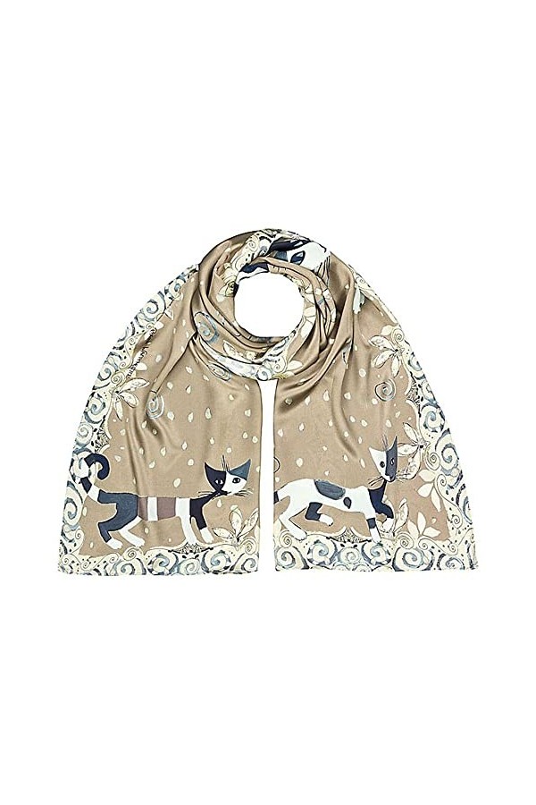 von Lilienfeld® Foulard Soie Rosina Wachtmeister : Brunello Femme Écharpe Art Chat Cache-Nez