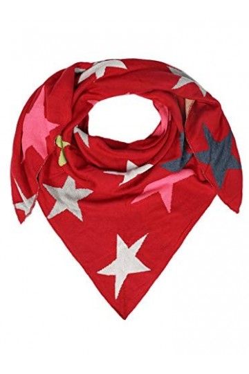 Zwillingsherz Foulard triangulaire en coton – Écharpe de qualité supérieure avec étoiles pour femme garçon fille – Uni – XXL 