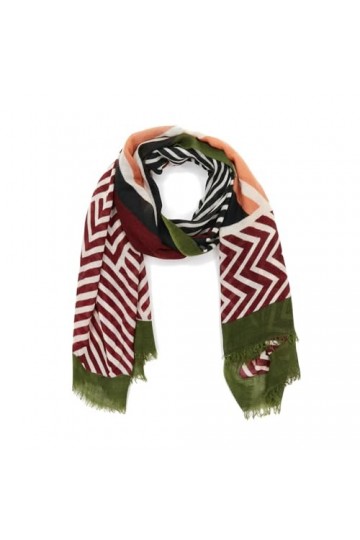 Abbacino Foulard femme en laine à imprimé géométrique, Bordeaux, Taille Unique