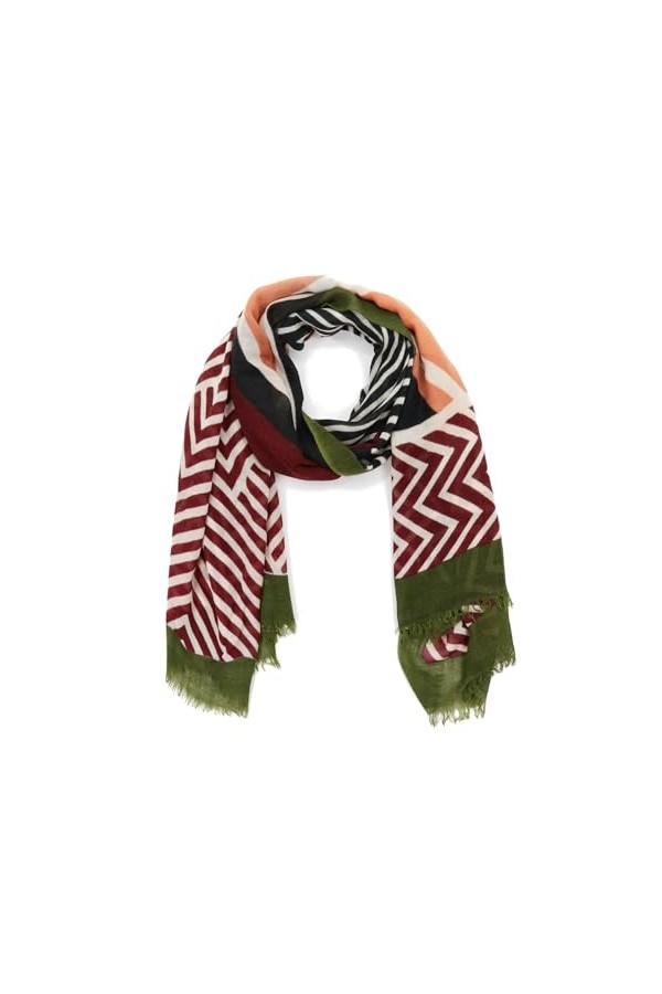 Abbacino Foulard femme en laine à imprimé géométrique, Bordeaux, Taille Unique