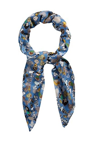 CODELLO Foulard PEANUTS pour femme, avec Snoopy & Co. en polyester recyclé, Blue Medium, taille unique