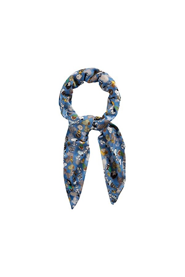 CODELLO Foulard PEANUTS pour femme, avec Snoopy & Co. en polyester recyclé, Blue Medium, taille unique