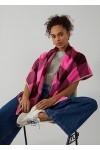 CODELLO Foulard triangulaire chaud pour femme avec motif à carreaux tissés, Rose, taille unique