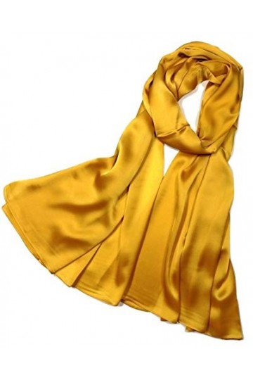 Shanlin Foulards floraux super larges au toucher soie pour femme dans une boîte cadeau, Couleur unie: automne doré, 70.5"x35.