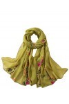 Floerns Foulard brodé floral pour femme, Floral vert, taille unique