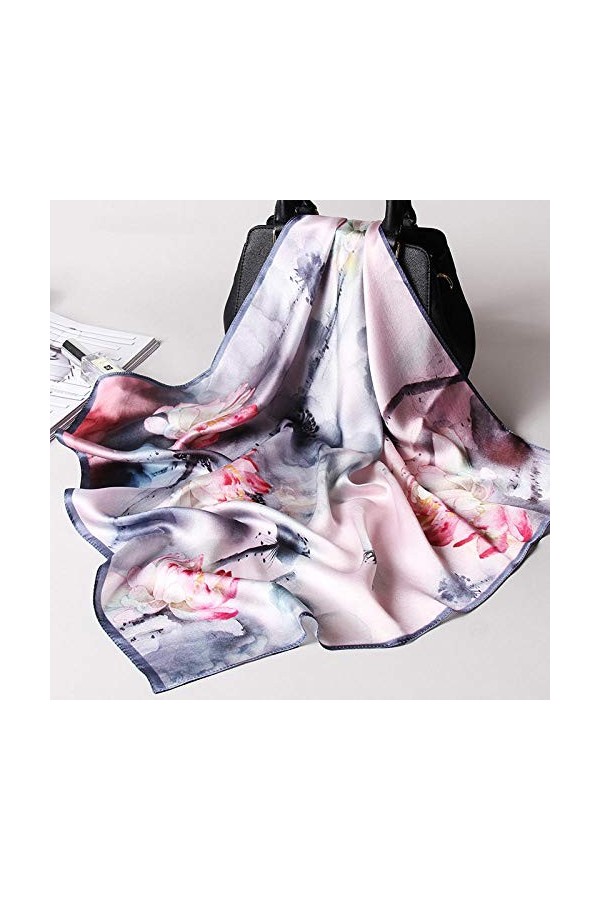 WLLLO Foulard carré en soie femme 100% foulard en soie écharpe mains liées écharpe en constante évolution-G