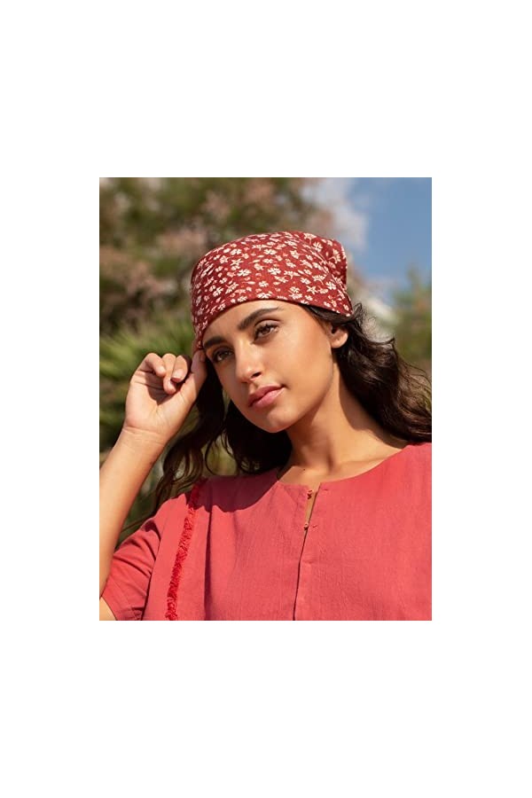 Floerns Foulard léger pour femme avec fleurs, marron, taille unique