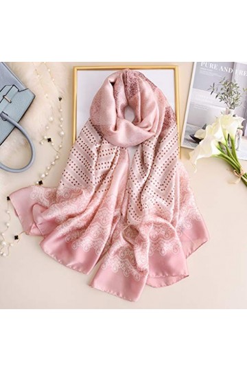 NXYJD Foulards en Soie à imprimé à Pois de Mode Femmes Nouveau Motif de Vague châles enveloppes Grand Foulard Hijab Color : 