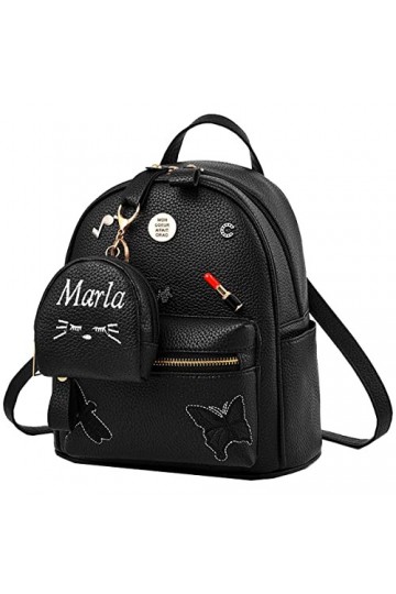 NIYUTA Femme Sacs portés Dos Mode Mini Sac Décontracté Sauvage Sac à Dos étanche Légèreté Mou PU Cuir Sac à Dos Noir