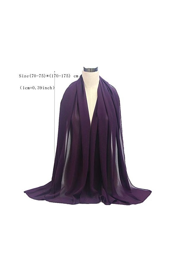 Echarpe Echarpe Foulards et châles - 2 pcs plaine mousseline de mousseline de mousseline de chijab foulard femme bandeau de l