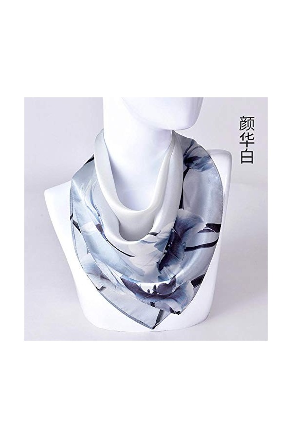 WLLLO Foulard petit foulard carré femme 100% soie de mûrier soie soie floral-B
