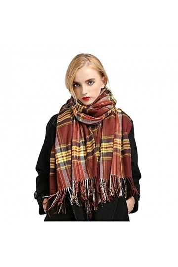 JUNOOS Foulard Femme Homme Écharpe Couverture À Carreaux Écharpe Dhiver Chaud Confortable Châle Cape Hiver Automne Écharpe C