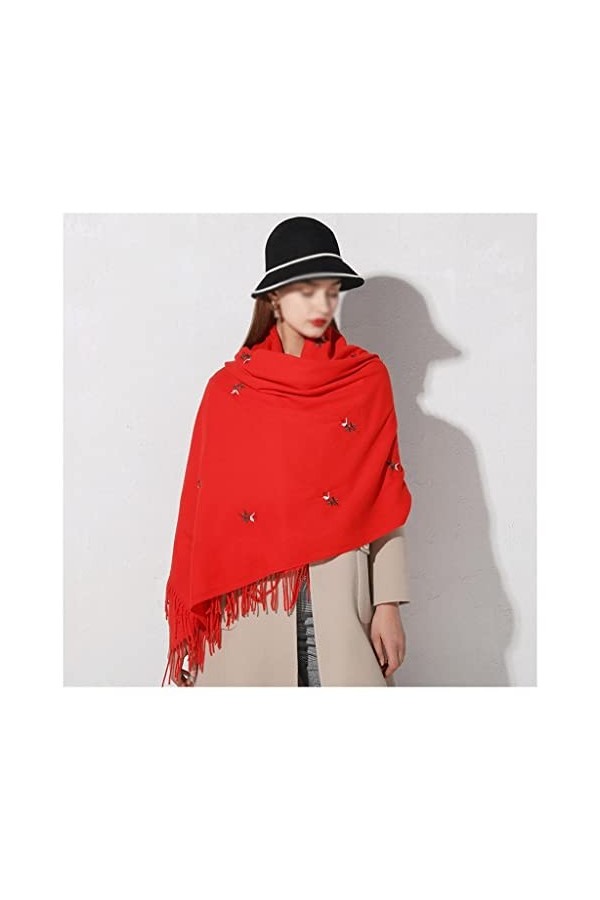 BDPP Châle Exquis Broderie Foulards Femmes Écharpe dhiver Gland Écharpe Doux Et Confortable Épais Et Très Chaud