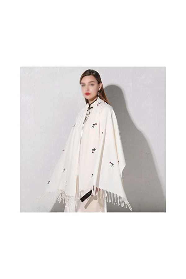 BDPP Châle Exquis Broderie Foulards Femmes Écharpe dhiver Gland Écharpe Doux Et Confortable Épais Et Très Chaud