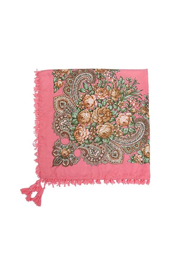 TYXL Foulard de Soie Femme, Écharpe Femmes Mode Long Gland Imprimer Femmes Écharpe Mince Été Fleur Châles et Wraps Écharpes p