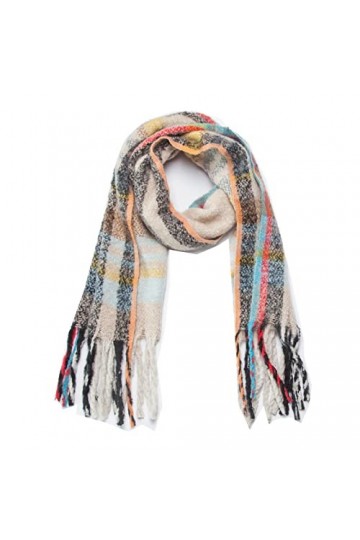 Foulard Femme Soie Cheveux pour De Hiver en Echarpe Femmes Rétro Rayé Doux Et Frais Écharpe Chaude Longue Écharpe Gland Décon