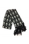 MOBAAK Echarpes Et Foulards Femme Écharpe Crâne Hiver Tricoté Unisexe Écharpe Squelette Écharpe Wraps Avec Frange Noir Foular