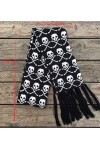 MOBAAK Echarpes Et Foulards Femme Écharpe Crâne Hiver Tricoté Unisexe Écharpe Squelette Écharpe Wraps Avec Frange Noir Foular
