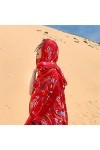 BAZIGA Dames Châle Style Ethnique Foulard en Soie Printemps Et Été Impression Voyage Mode Écharpe pour Femme Rouge 180x90cm 