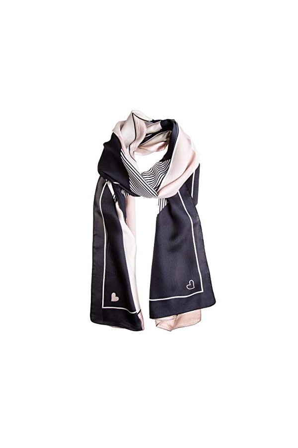 Tinitex Foulard en satin Noir/doré/champagne 170 x 53 cm, Noir , 170 x 55 cm