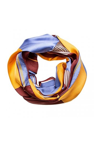 Tinitex Foulard en satin Marron/bleu/jaune 170 x 55 cm, jaune, 170x55cm