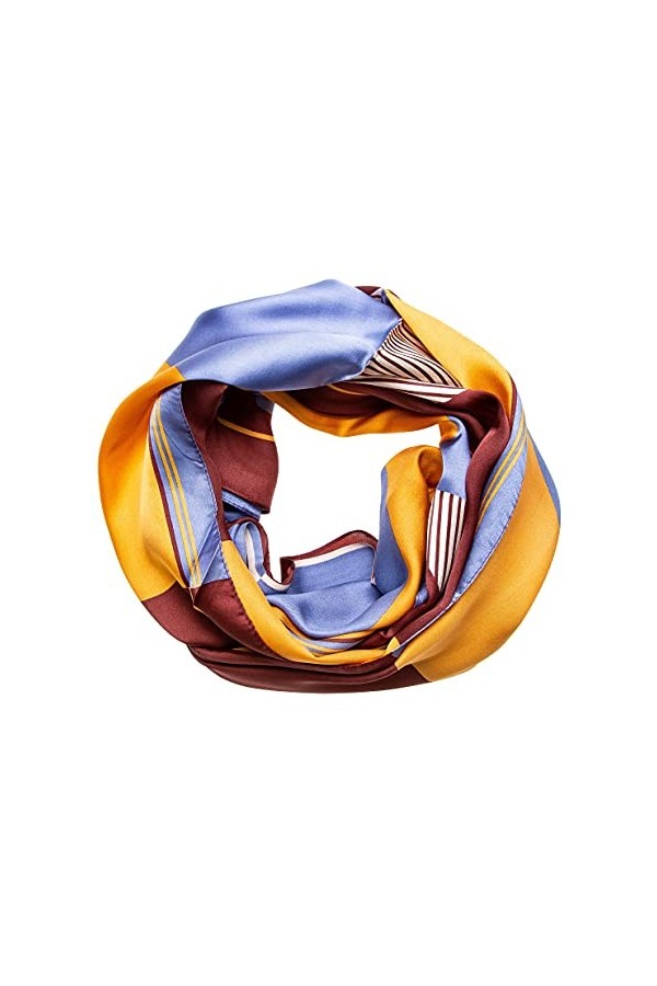 Tinitex Foulard en satin Marron/bleu/jaune 170 x 55 cm, jaune, 170x55cm