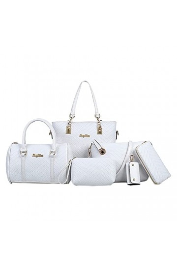 NIYUTA femmes sac à main dames sac fourre-tout grand sac à bandoulière décontracté en cuir PU 6 pièces sac à main sacs à band