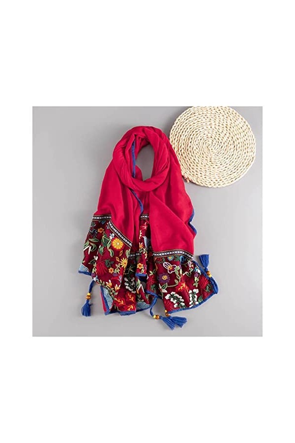 LiFBeauTiFul Dentelle Broderie Coton écharpe Femmes Vintage imprimé Fleuri châles et enveloppes Glands Pashmina Dame Foulard 