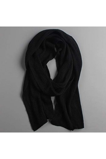 TYXL Foulard de Soie Femme, Écharpe Femmes Hiver Tricoté Écharpe Hommes Épais Chaud Écharpes En Cachemire Noir Gris Long Mâle