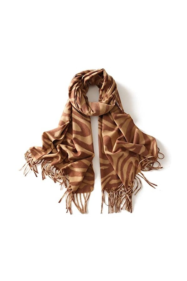 Foulard Femme Soie Cheveux pour De Hiver en Echarpe Mode Femmes Jacquard Écharpe Vintage Noir Blanc Rayures Chaud Doux Wrap G