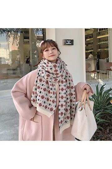 LuisFranklin Foulard Femme Echarpe Soie Cheveux Écharpe Florale Femme Sauvage Étudiant Version Coréenne Chaud Épaissi Châle T