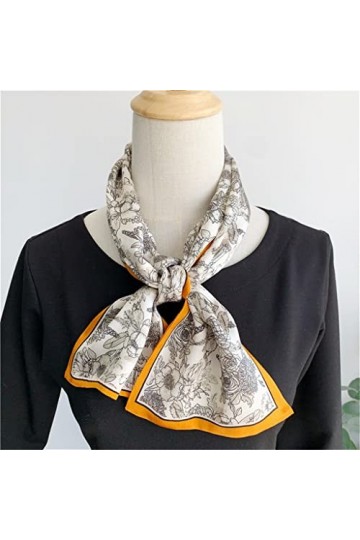 BAZIGA Foulard en Soie de mûrier à Fleurs de Printemps et dautomne Foulard en Soie Double Face Double Face A One Size 