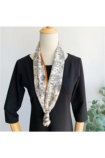 BAZIGA Foulard en Soie de mûrier à Fleurs de Printemps et dautomne Foulard en Soie Double Face Double Face A One Size 