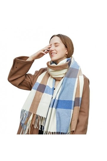 VONGAZ Foulard Châle Écharpes Hiver Femme Plaid Écharpe Femmes Foulards Treillis Long Châle Wrap Chaud Écharpe Color : Blu, 
