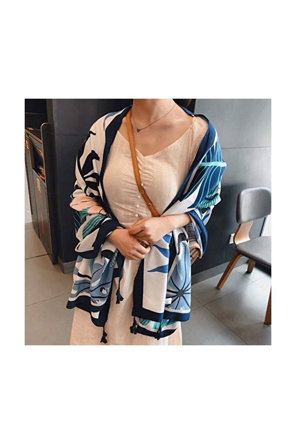 HYCLAM Châle Femme Été Foulard en Soie Sauvage Écharpe Mince Écharpe Printemps et Automne Écharpe Serviette de Plage Crème So