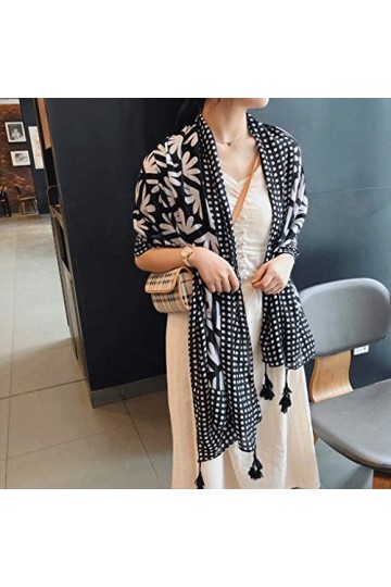 HYCLAM Châle Été Foulard en Soie Mince Femmes Joker Longue Écharpe Printemps et Automne Écharpe Écharpe Serviette de Plage Cr