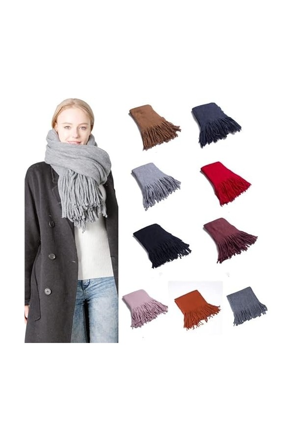 Foulard Femme Soie Cheveux pour De Hiver en Echarpe Designer Foulards Écharpe en Coton Solide Châle Wrap Tricot Longue Rayure