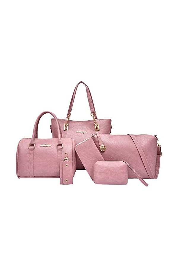 NIYUTA Sac Dames à Main Simplicité Mode Cuir PU Gros Sac Costume Six pièces Sacs à bandoulière Noir