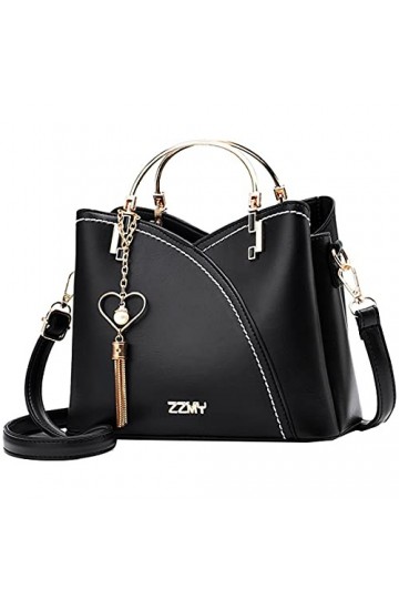 NIYUTA® Sacs portés Main Mode Femme Pendentif en Forme de Coeur PU Cuir Sacs portés épaule Sacs bandoulière Noir