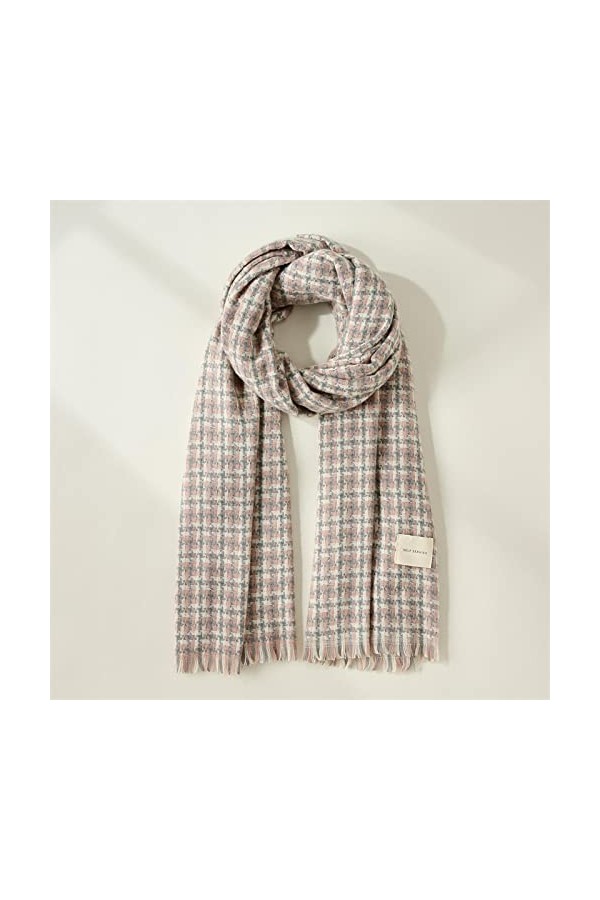 Foulard Femme Cheveux Echarpe Soie Nouvelle Écharpe À Carreaux Longue Et Épaisse pour Femmes, Design De Mode, Rose