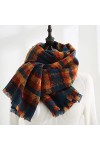 Foulard Femme Cheveux Echarpe Soie Écharpe Longue Chaude Et Douce Multi-Plaid Mode Féminine Châle Jauneorange
