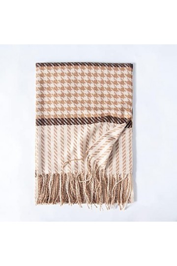 Foulard Femme Cheveux Echarpe Soie Mesdames Design Classique Épaississement Chaud Long Dames Écharpe avec Pompon Kakibeige