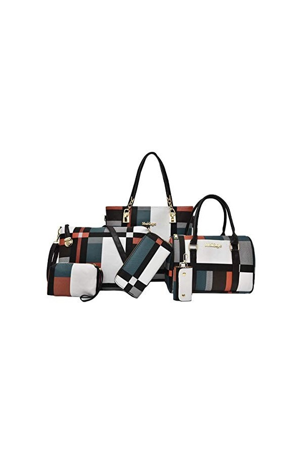 NIYUTA Sac a Main Femmes PU Cuir Sac Bandouliere Porte Monnaie Tote Bag 6 Pcs Grande Capacité Rouge