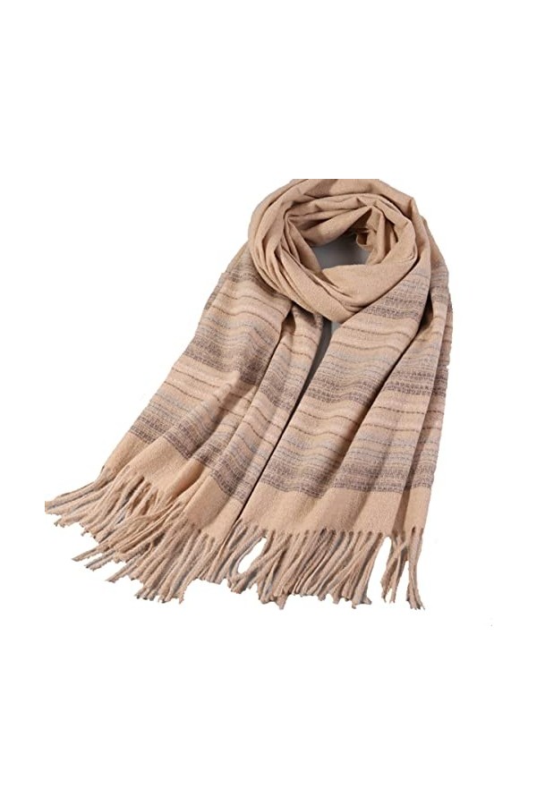 Foulard en Soie, Foulards Pashmina Femme Mode Confortable Hiver Chaud Écharpe Châle en Laine Réversible Tartan Check Wraps C