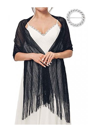 EASEDAILY Châles et écharpes pour femmes pour robes de soirée, écharpe de mariage étincelante à franges pour mariée et demois